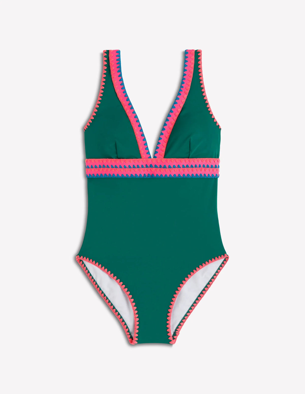 Porto V-neck Swimsuit-Mangrove Green, Embroidery