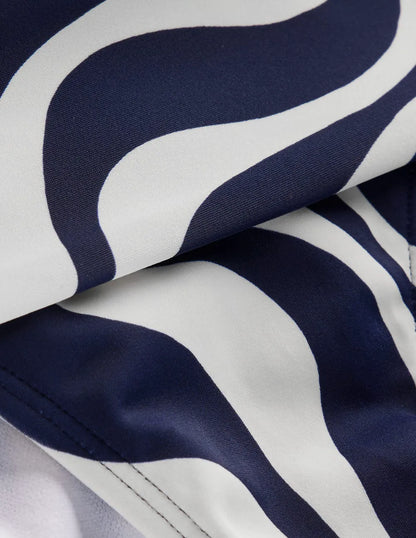 Classic Fold Bikini Bottoms-Navy, Rhythmic Wave