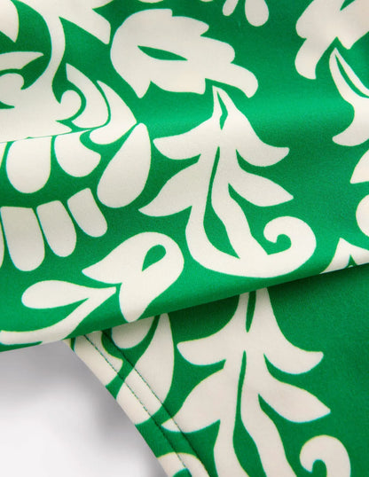 Classic Fold Bikini Bottoms-Rich Emerald, Ornate Floret