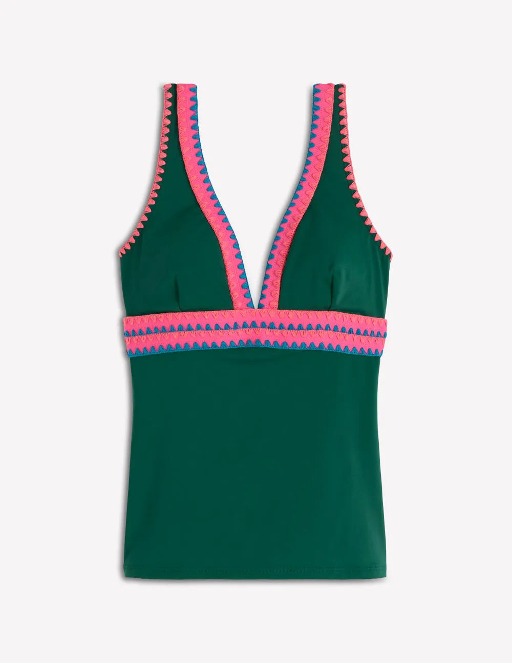 Porto Tankini Top-Mangrove Green, Embroidery