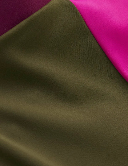 Rash Guard Swim Shorts-Khaki, Colourblock