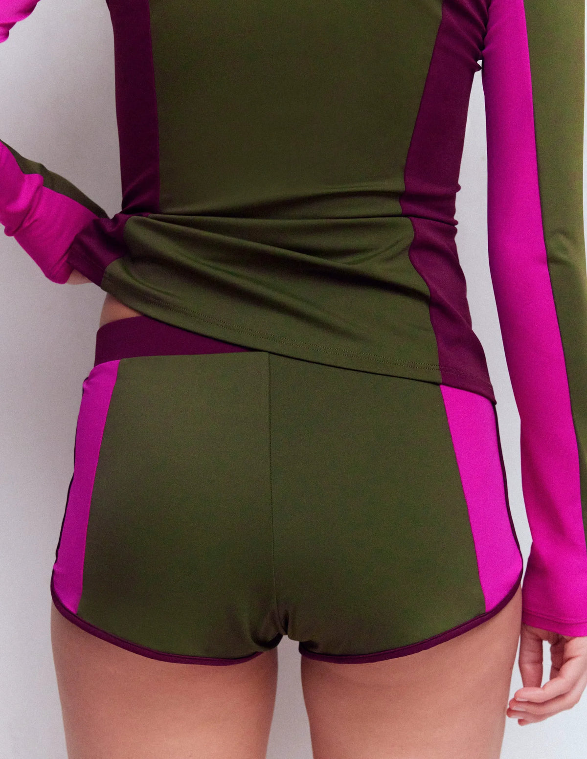 Rash Guard Swim Shorts-Khaki, Colourblock