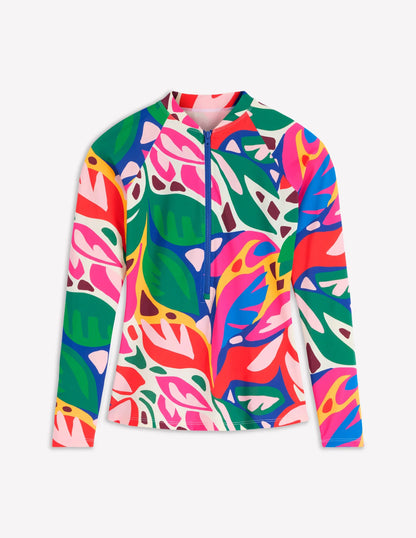 Sun Safe Raglan Guard Top-Multi, Leafy Cascade