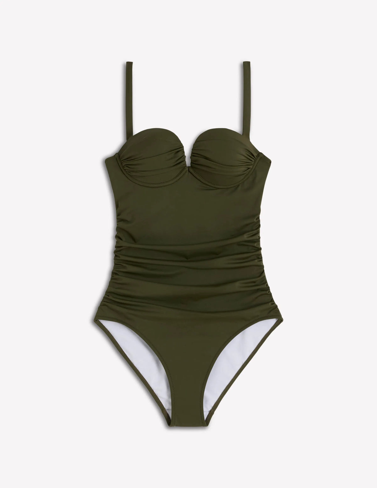Pleated Cup Swimsuit-Olive