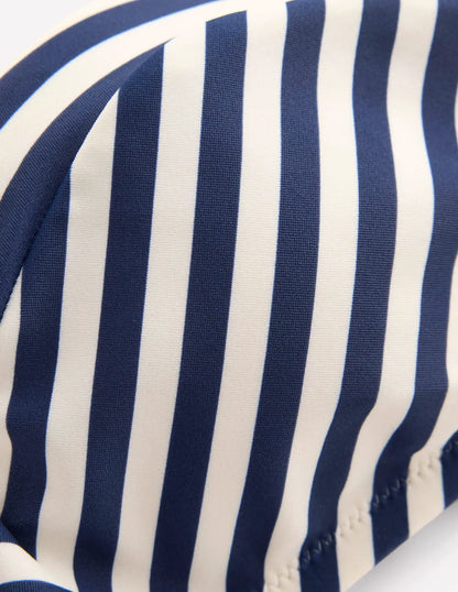 Clean Sweetheart Bikini Top-Navy, Ivory Stripe