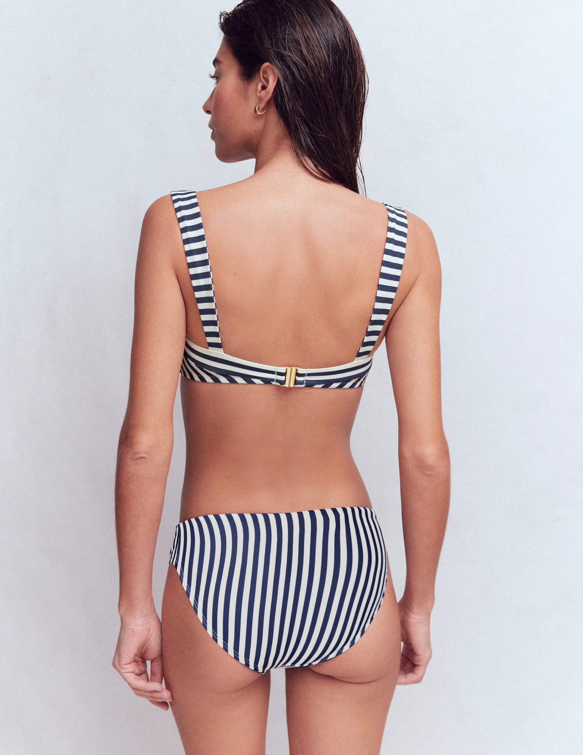 Clean Sweetheart Bikini Top-Navy, Ivory Stripe
