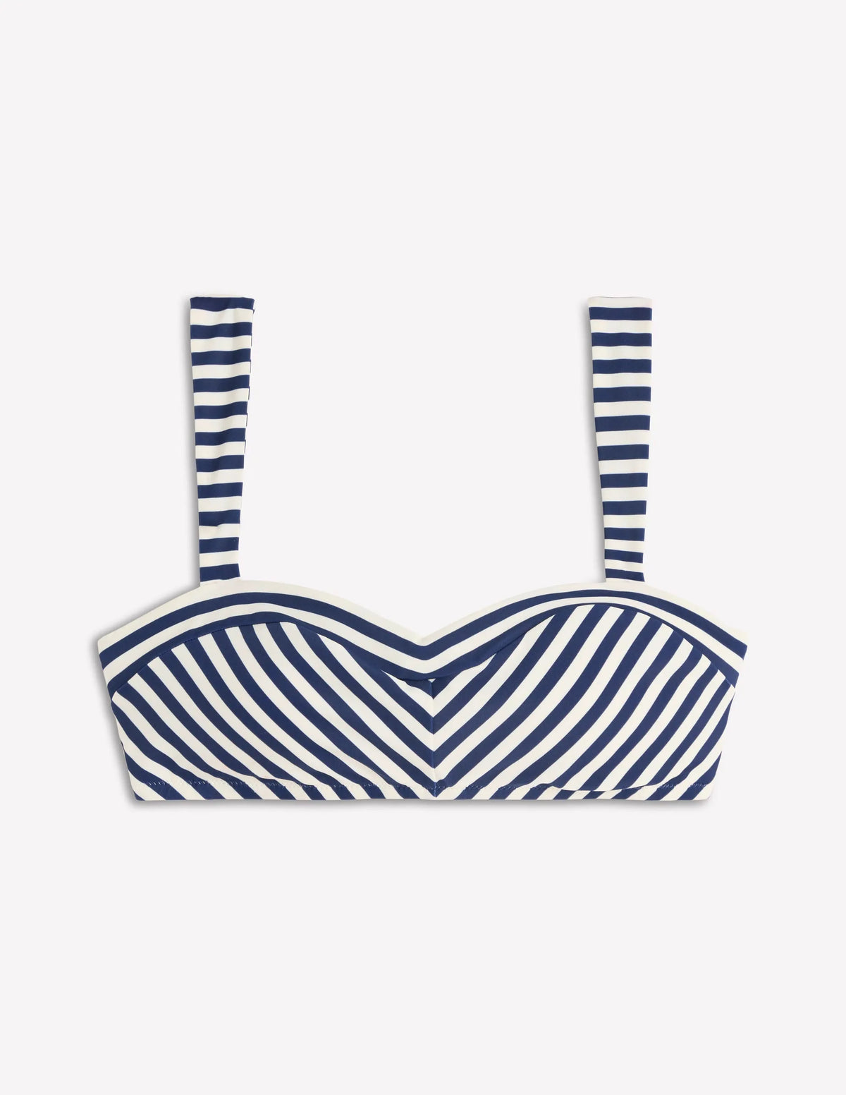 Clean Sweetheart Bikini Top-Navy, Ivory Stripe