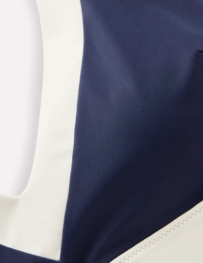 Campania Cross-back Bikini Top-Navy, Ivory Colourblock