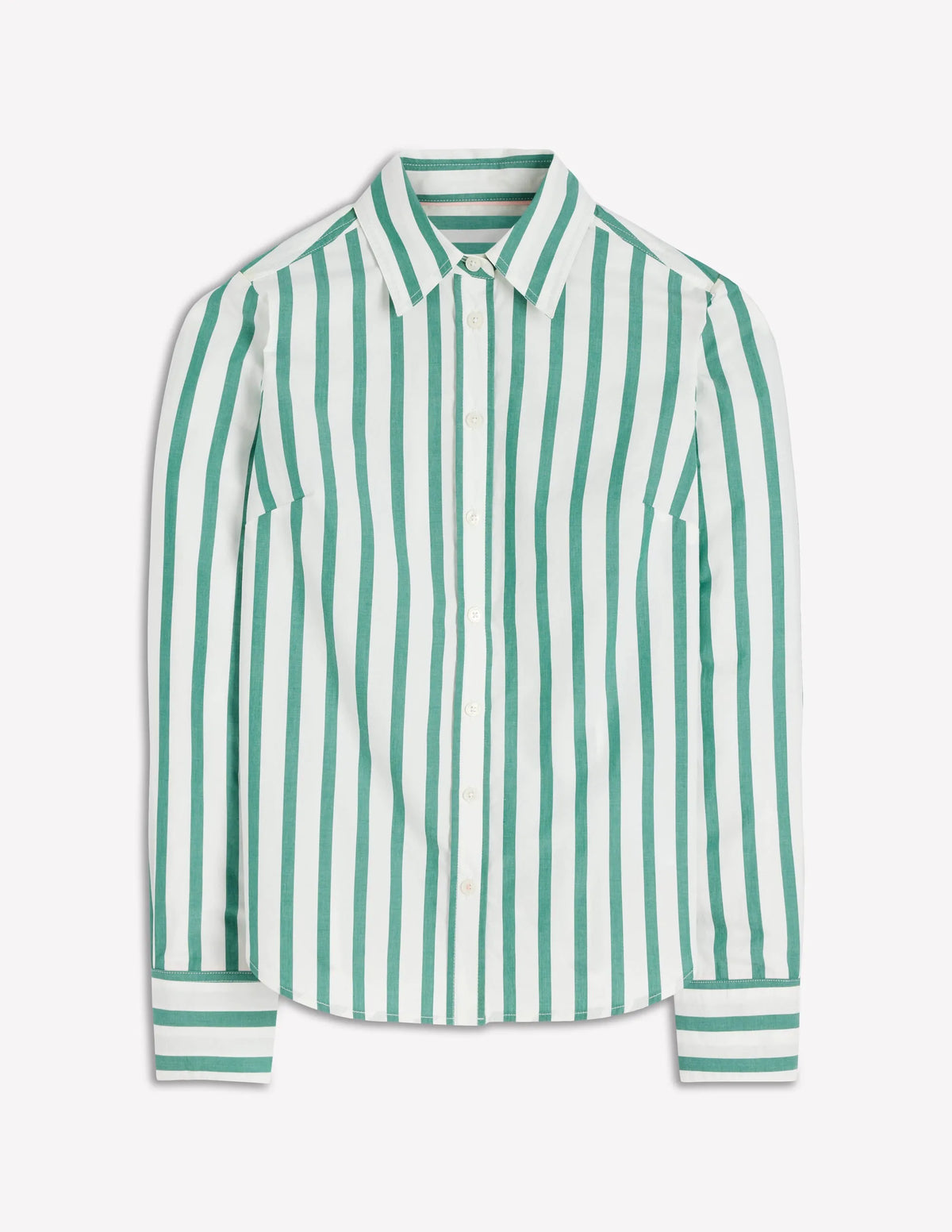 Sienna Cotton Shirt-Green and Ivory Stripe