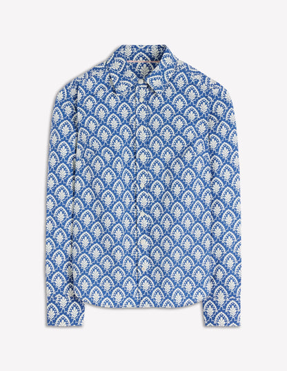 Sienna Cotton Shirt-Denim Blue, Petal Terrace