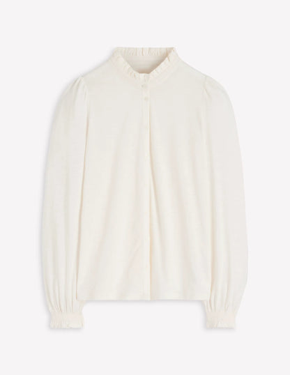 Effie Smocked Detail Shirt-Ivory