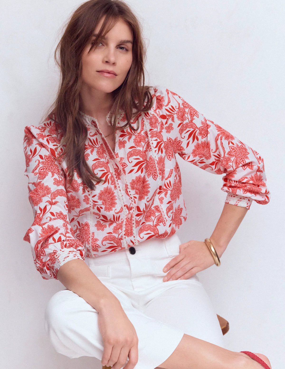 Rhea Trim Insert Cotton Top-Pink, Elegant Blossom