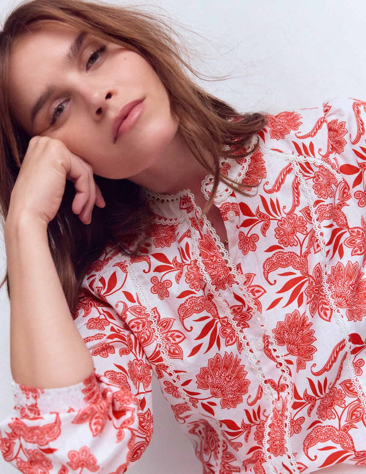 Rhea Trim Insert Cotton Top-Pink, Elegant Blossom
