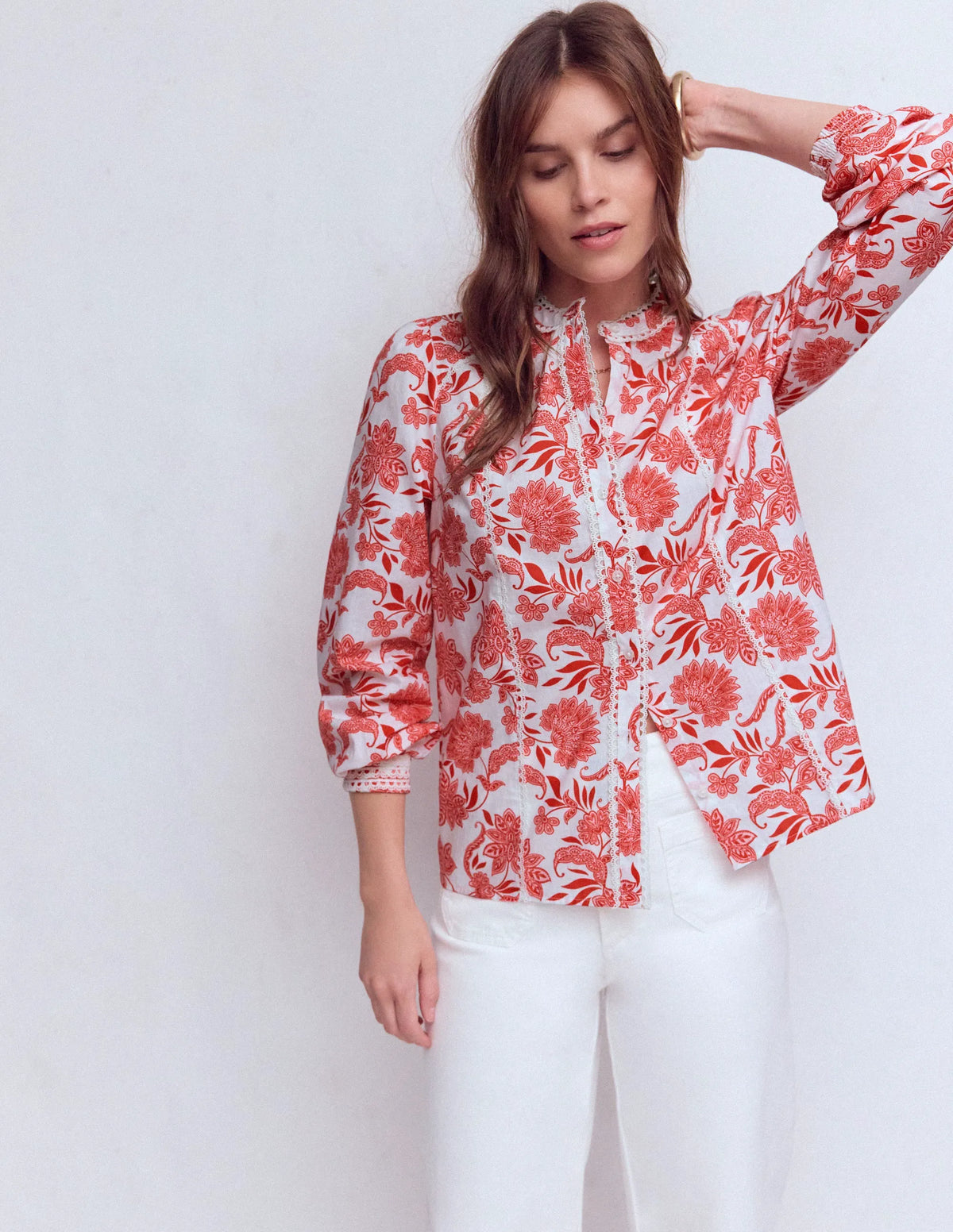 Rhea Trim Insert Cotton Top-Pink, Elegant Blossom