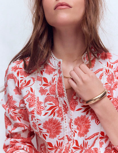 Rhea Trim Insert Cotton Top-Pink, Elegant Blossom