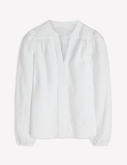 Linen Trim Insert Top-White