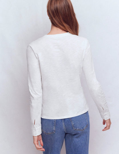 Topstitched Pocket Shirt-White