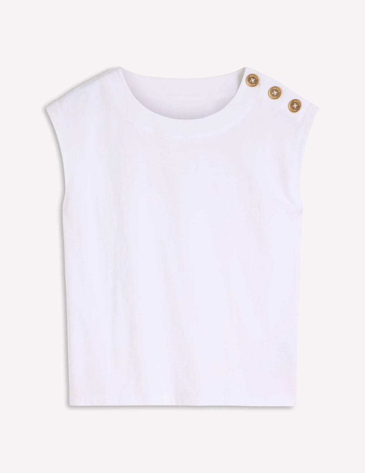Button Detail T-Shirt-White