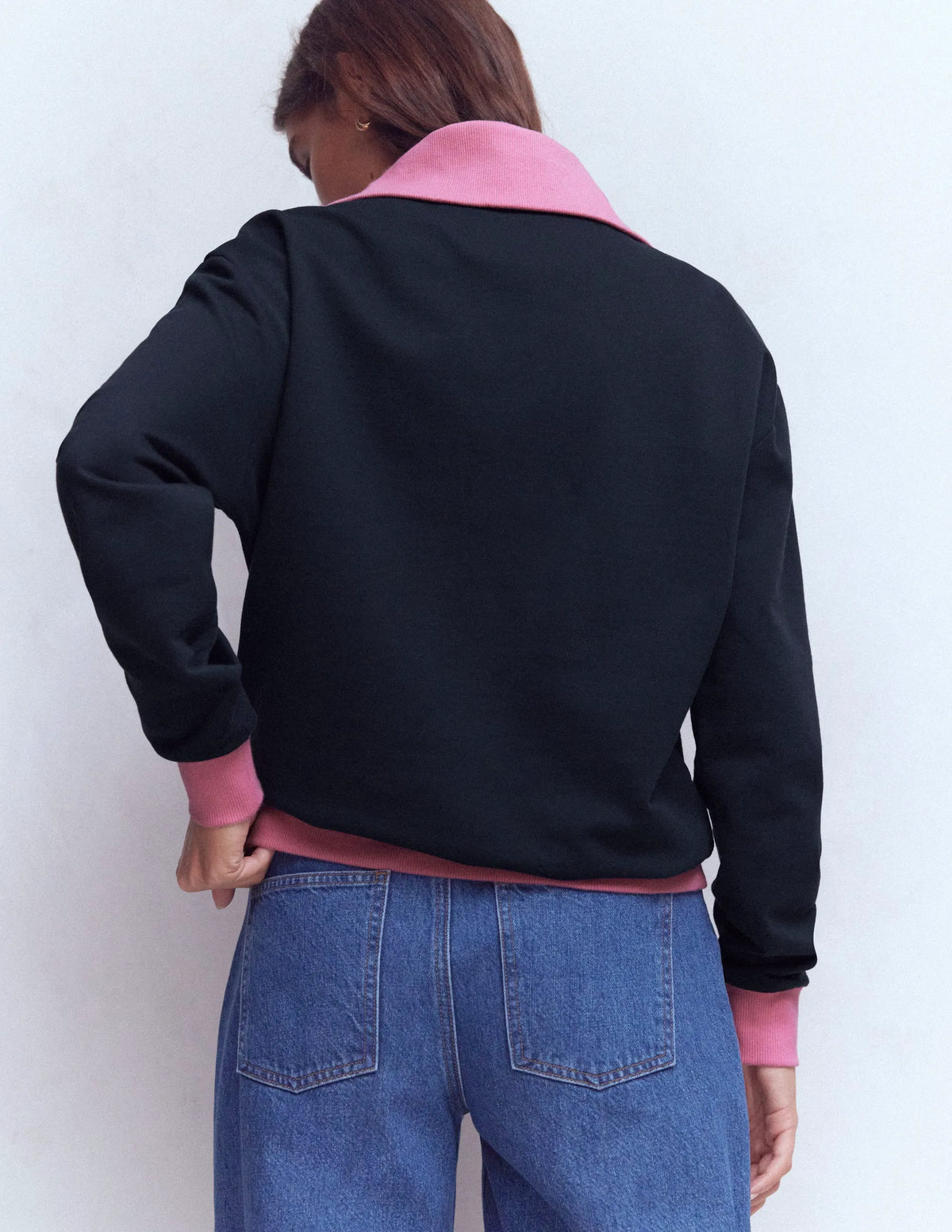 Colourblock Sweatshirt-Pink and Navy