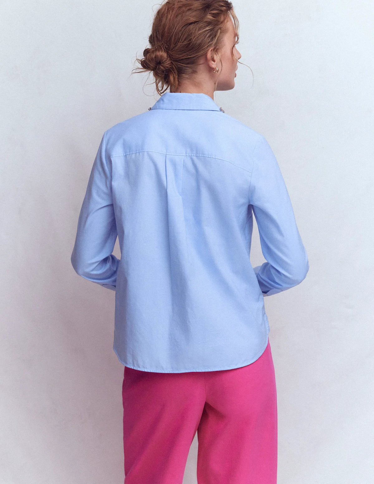 Sienna Trim Detail Shirt-blue Oxford, Jewel Collar