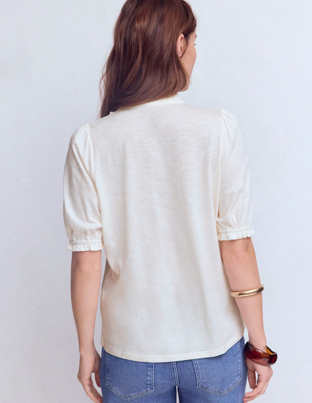 Eda Ruffle Front Shirt-Ivory