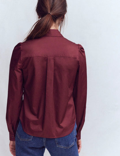 Sara Ruffle Cotton Shirt-Deep Wisteria