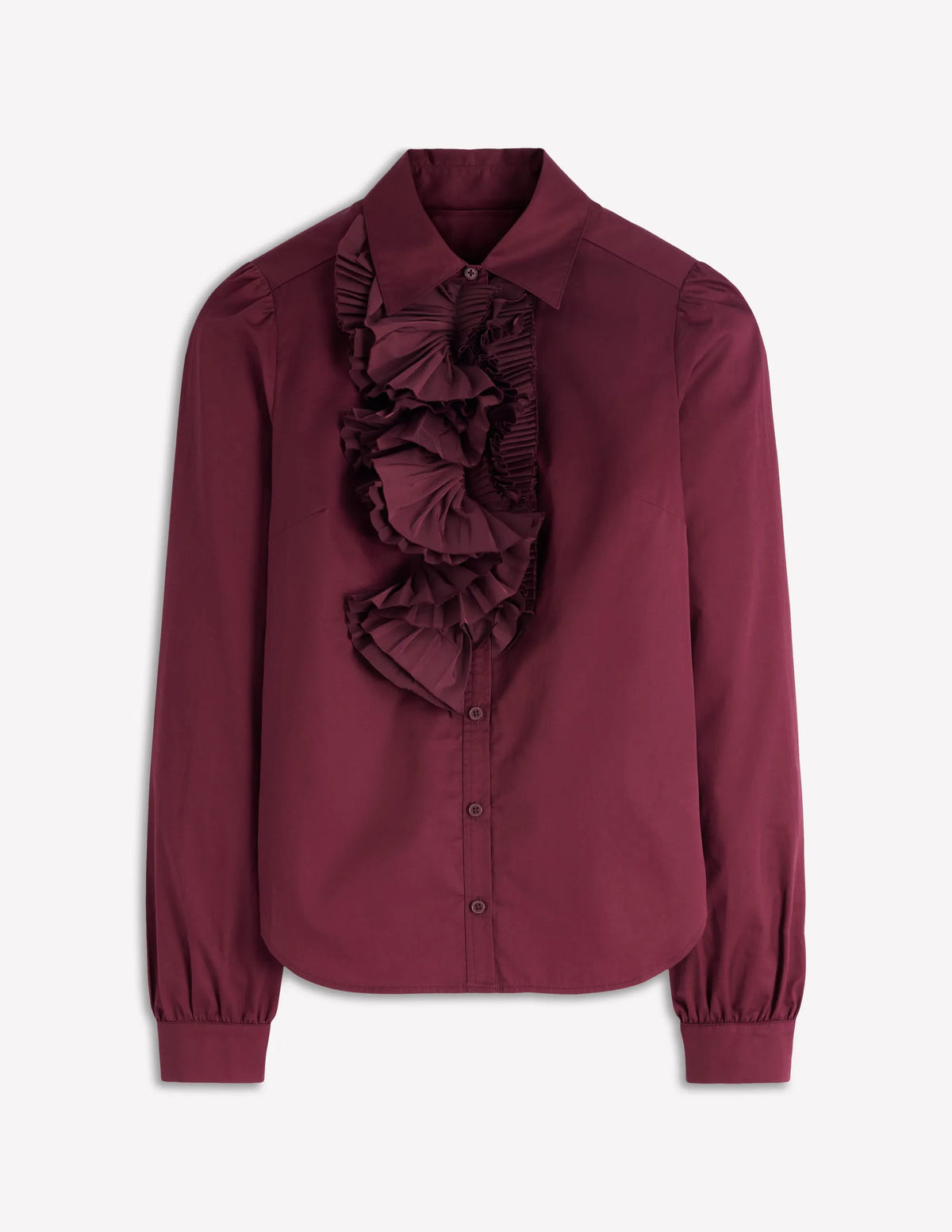 Sara Ruffle Cotton Shirt-Deep Wisteria