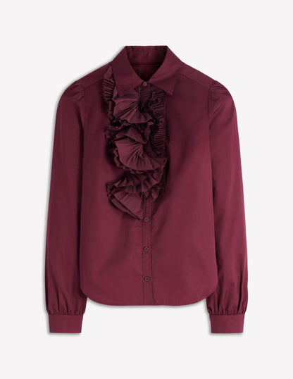 Sara Ruffle Cotton Shirt-Deep Wisteria