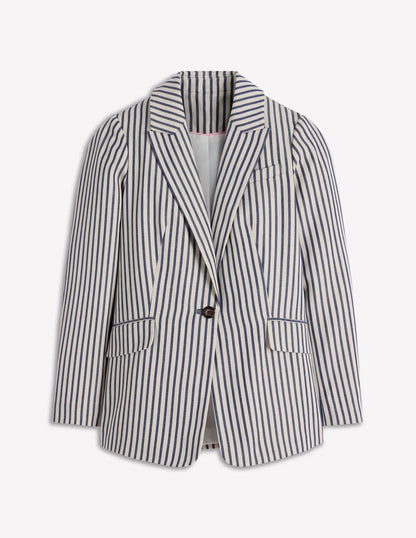 Woodbridge Relaxed Blazer-Blue and Ivory Stripe