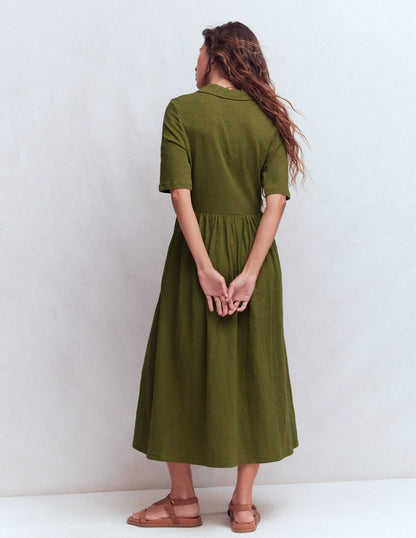 Aria Collared Jersey Dress-Promenade Green