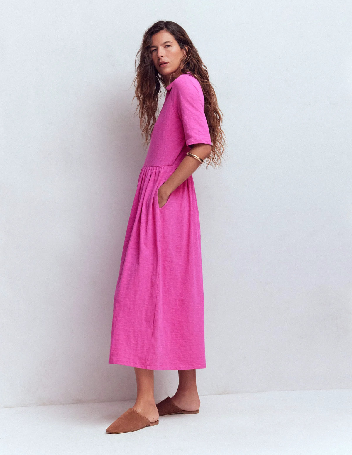 Aria Collared Jersey Dress-Passion Flower