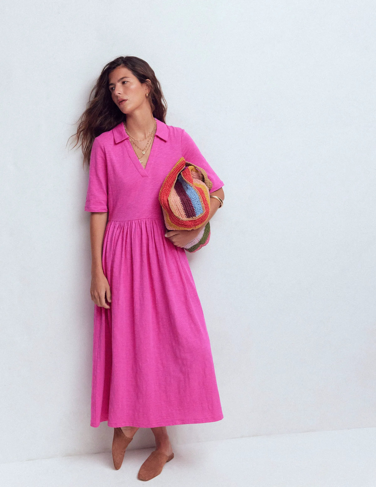 Aria Collared Jersey Dress-Passion Flower