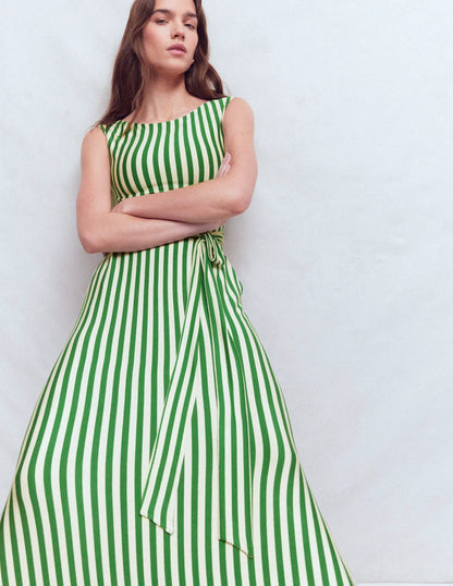 Tamsin Jersey Midi Dress-Fresh Green and Ivory Stripe