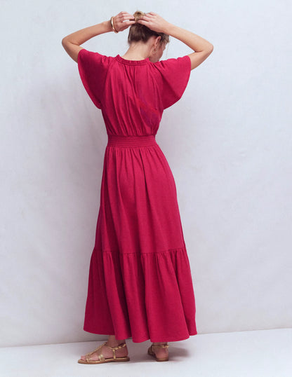 Tala Tiered Jersey Maxi Dress-Pomegranate