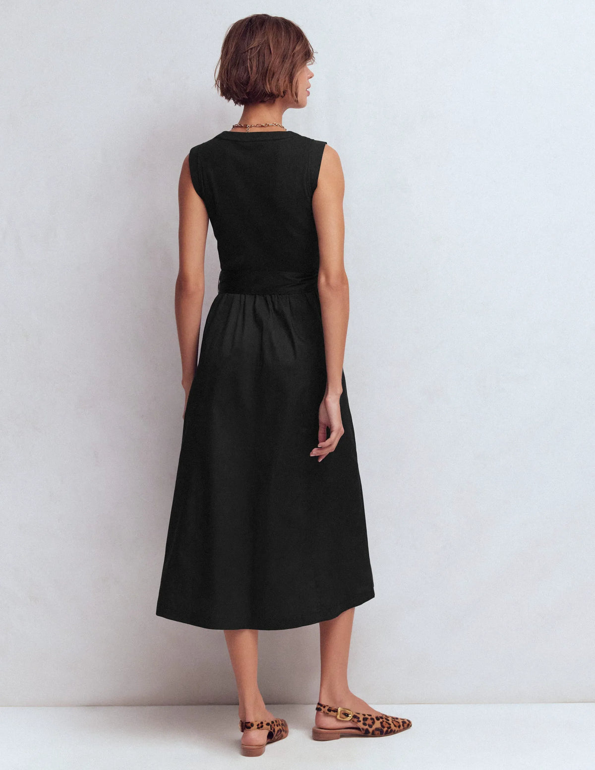 Zip-front Mix Media Dress-Black