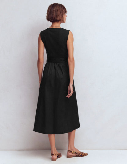 Zip-front Mix Media Dress-Black