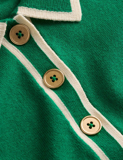Collared Knitted Midi Dress-Fresh Green