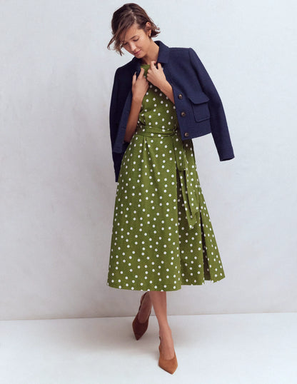 Eve Jersey Midi Dress-Olive, Painted Dot Spaced