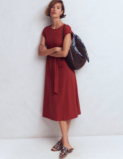 Eve Jersey Midi Dress-Rich Chestnut