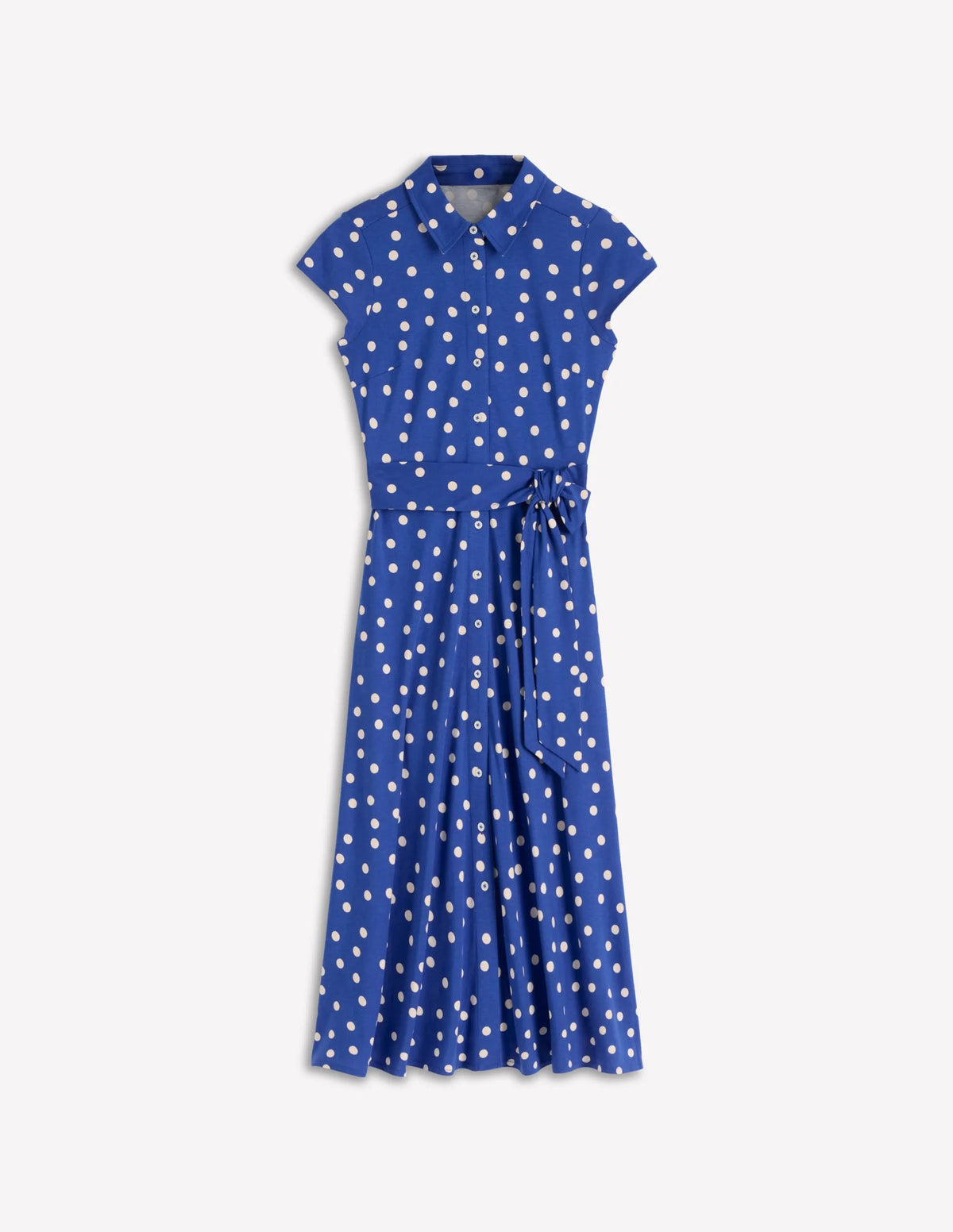 Marcia Jersey Shirt Dress-Bright Blue, Painted Dot