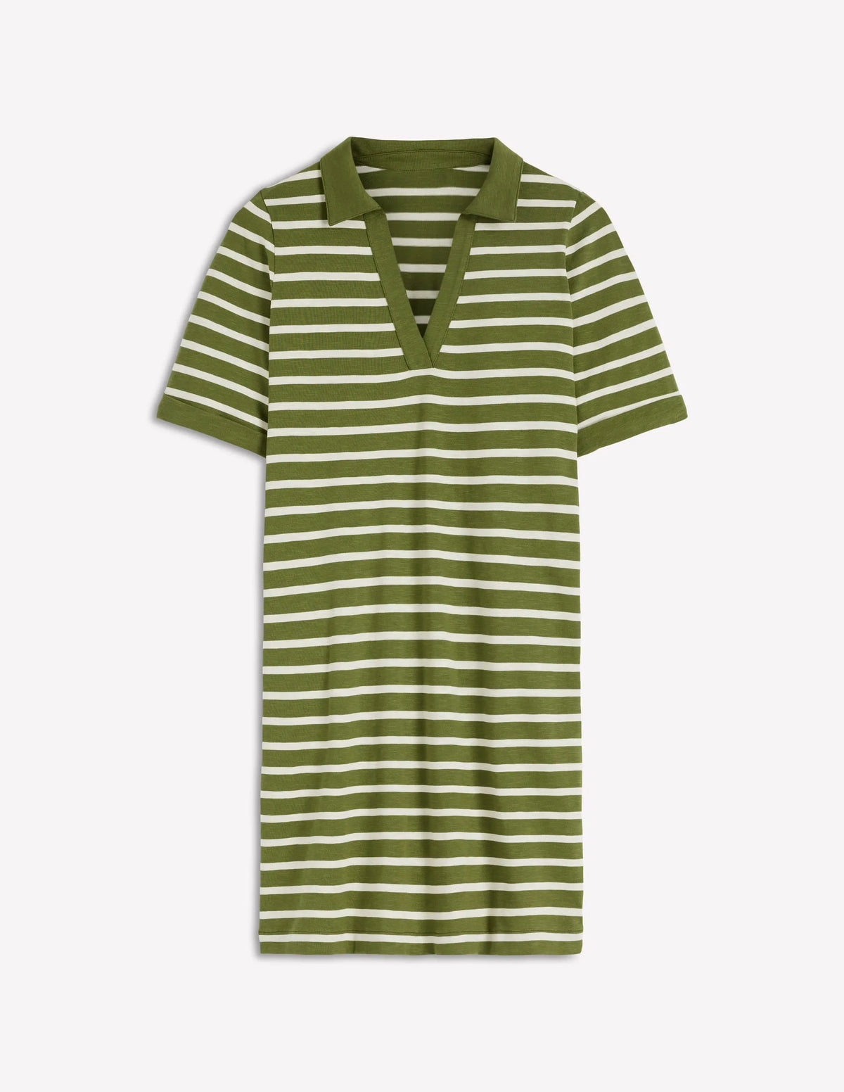 Tilda Jersey T-shirt Dress-Olive and Ivory Stripe