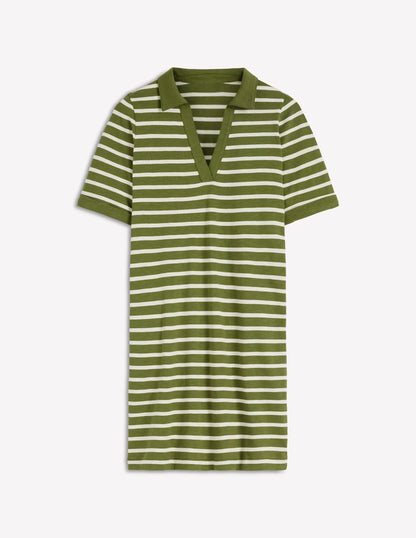 Tilda Jersey T-shirt Dress-Olive and Ivory Stripe