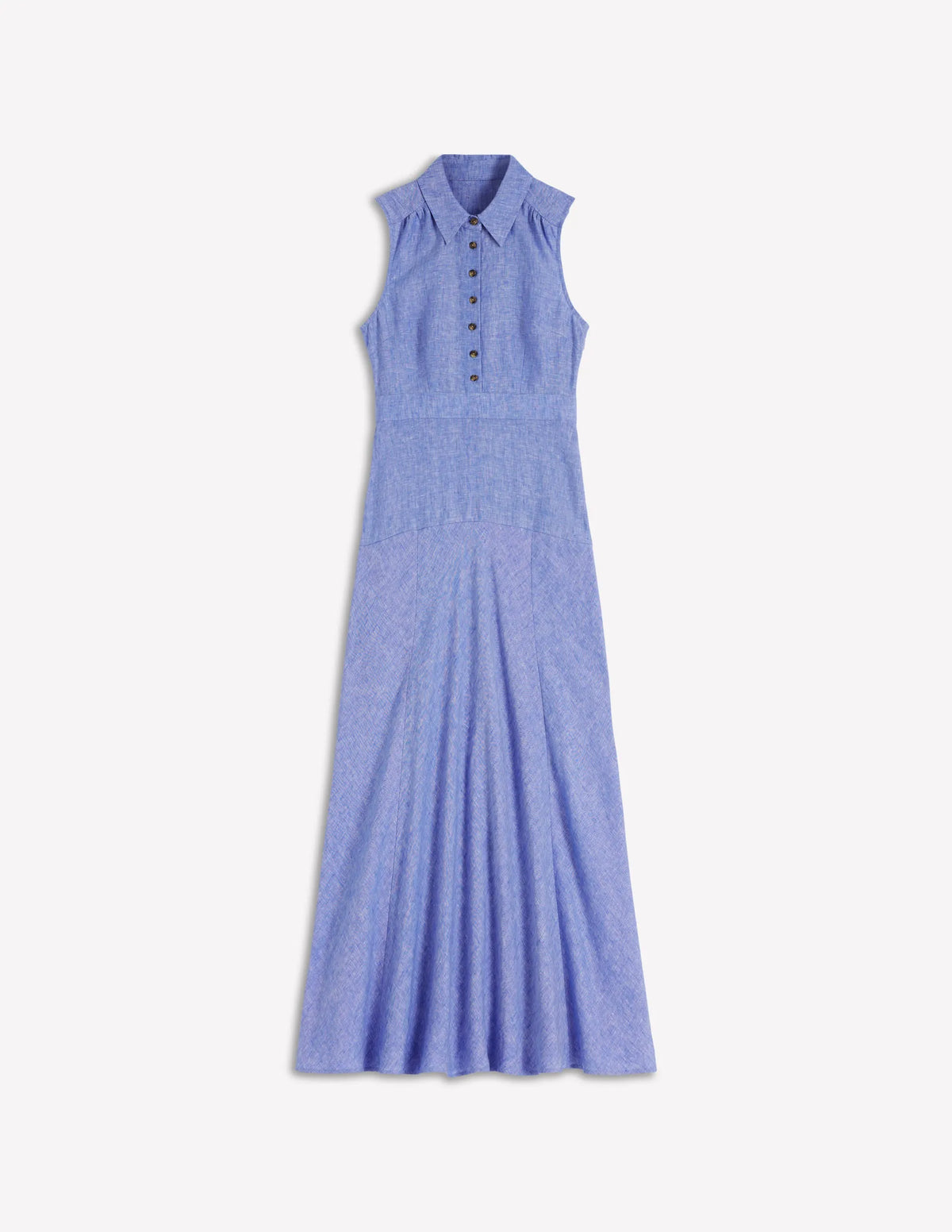 Erma Drop Waist Linen Dress-Chambray