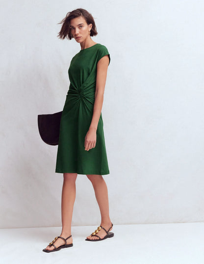 Delilah Twist Short Dress-Hunter Green