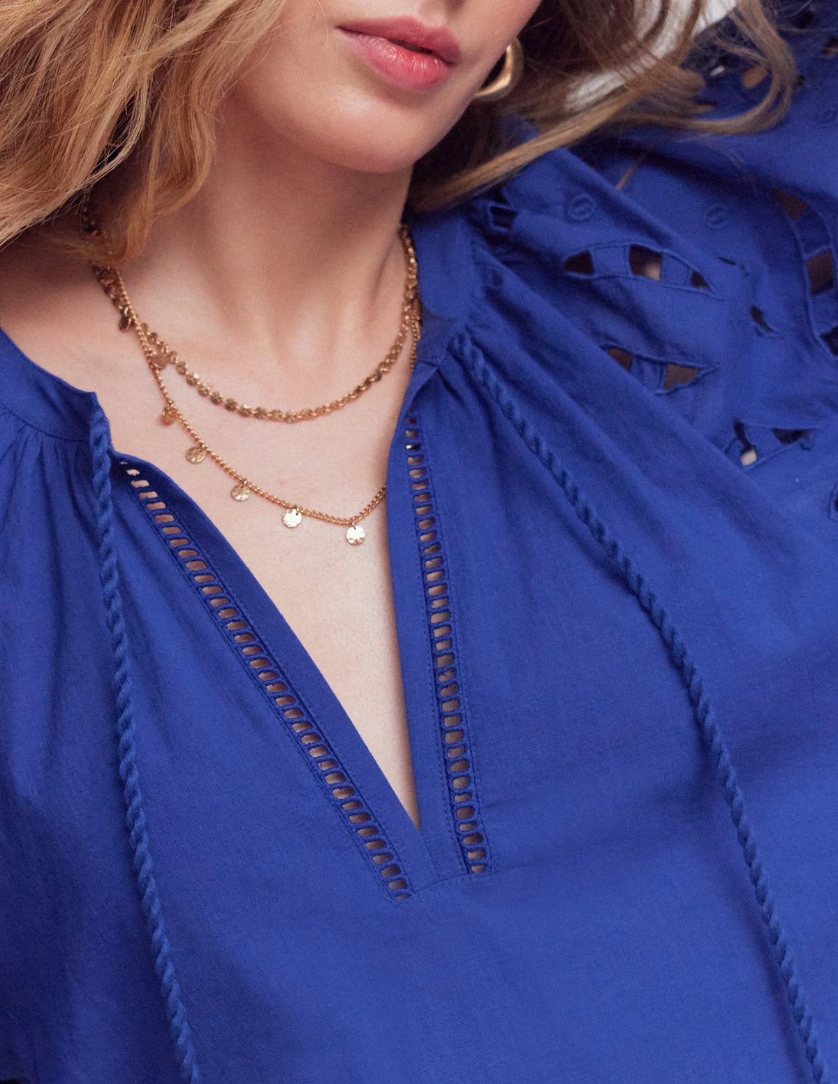 Embroidered Sleeve Kaftan-Blue Embroidery