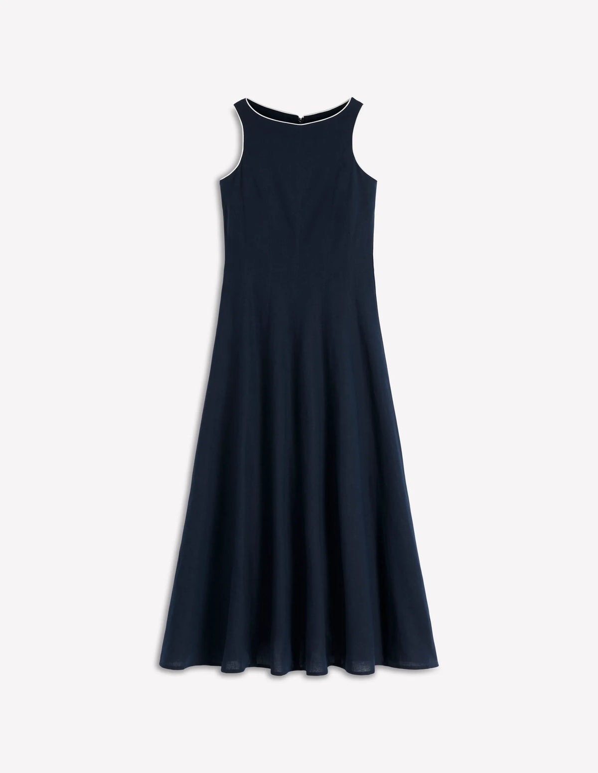 Annet Linen Blend Midi Dress-Navy