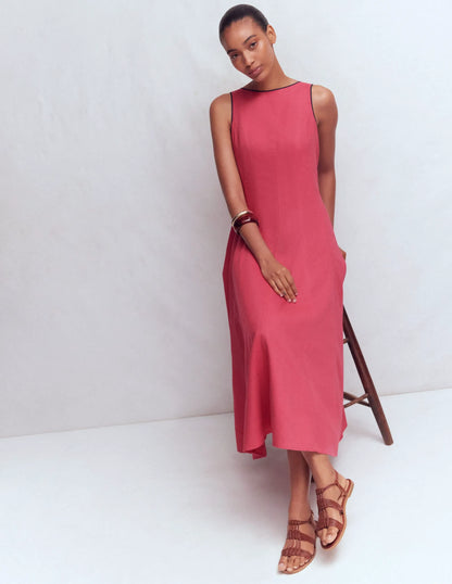 Annet Linen Blend Midi Dress-Cherry Blush