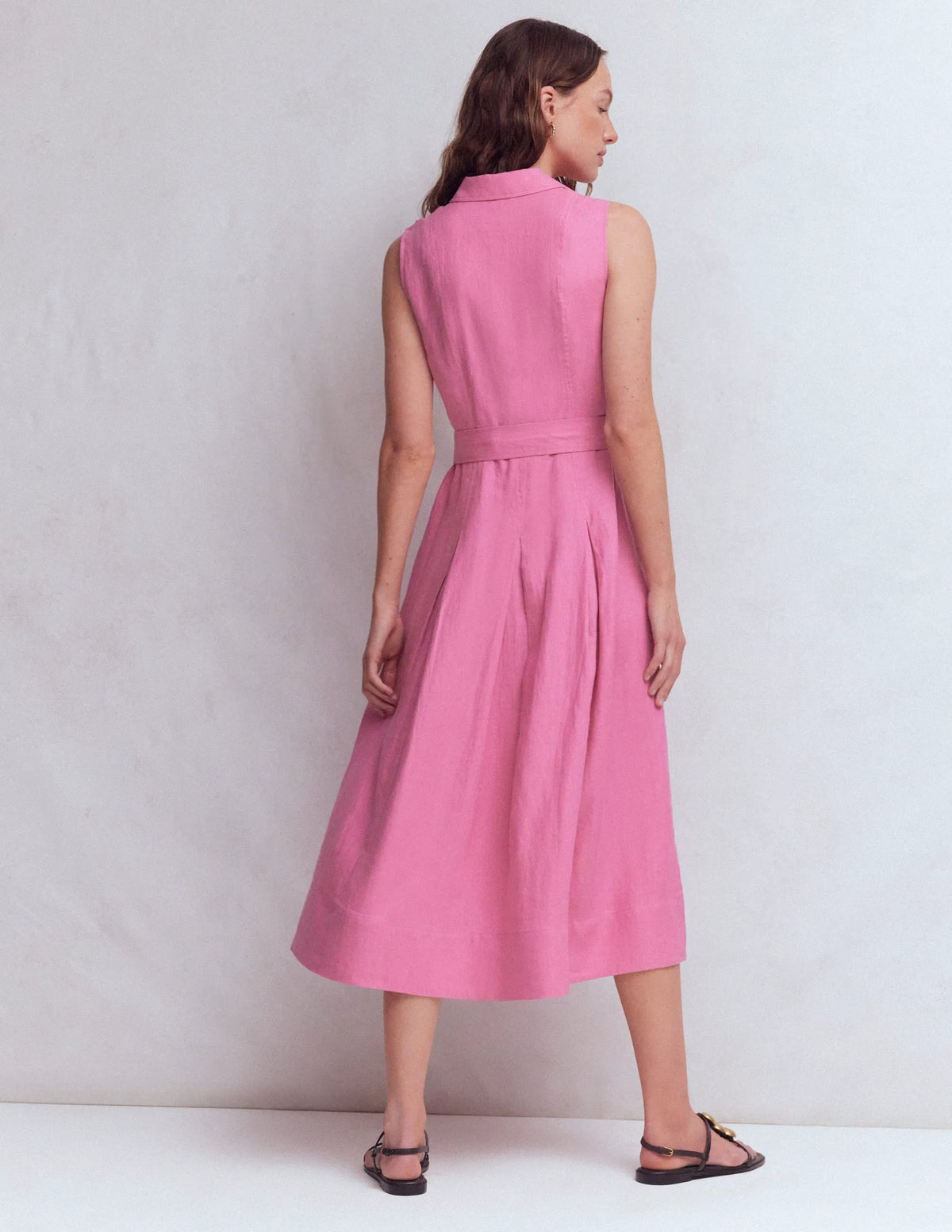 Belinda Linen Shirt Dress-Pink Parfait