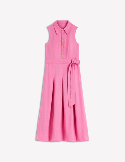 Belinda Linen Shirt Dress-Pink Parfait