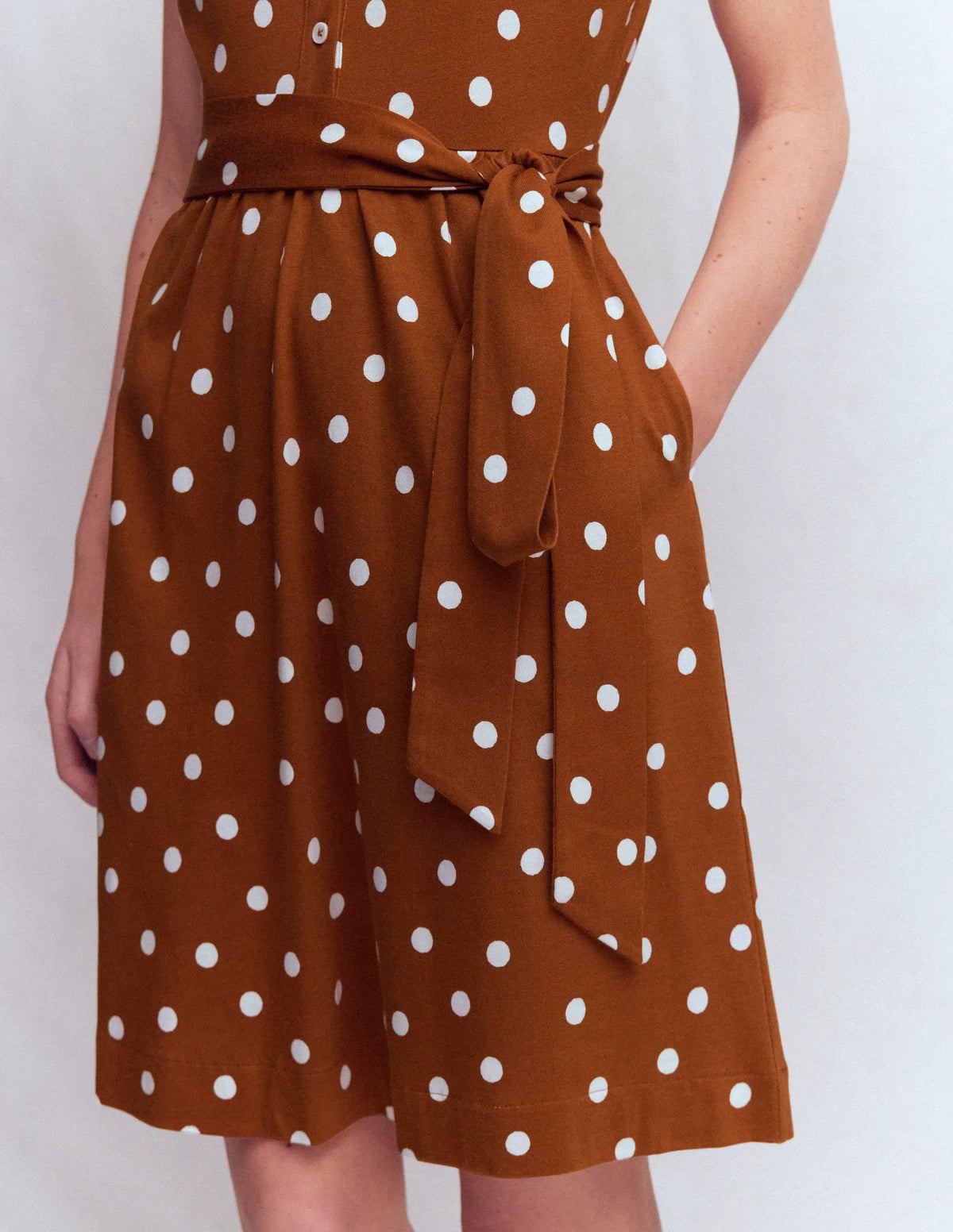 Honor Short Jersey Shirt Dress-Cognac, Painted Dot Spaced